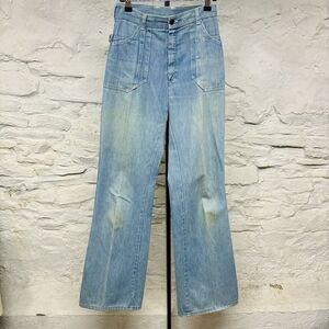 Vintage 60s 70s Distressed Bell Bottom Flare Jeans Light Blue Barn Find Bootcut